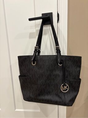 Michael Kors Black Logo Tote with MK Medallion